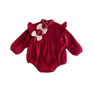 Autumn and Winter New Arrival Baby Girls Long Sleeves Stand Collar Cozy Onesies Bodysuits