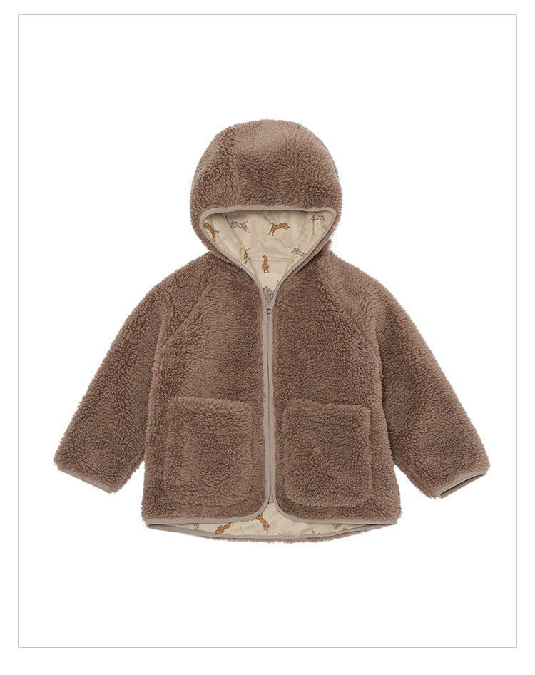 New Arrival Unisex Plush Hoodie Coat Outfit Wearing