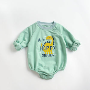 Newborn Baby Cartoon Graphic Shoulder Buckle Design Soft Onesies Bodysuit