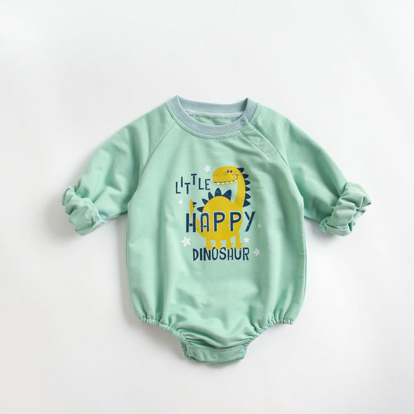 Newborn Baby Cartoon Graphic Shoulder Buckle Design Soft Onesies Bodysuit