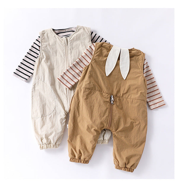 Autumn and Spring New Arrival Baby Unisex Simple Zip-up Sleeveless Thick Rompers Vest