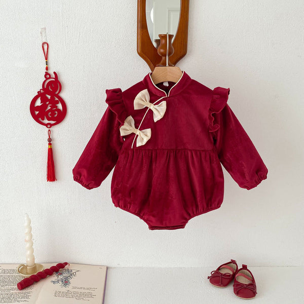 Autumn and Winter New Arrival Baby Girls Long Sleeves Stand Collar Cozy Onesies Bodysuits