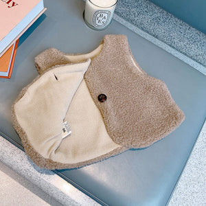 Baby Berber Fleece Design Button Front Warm Coat Vest