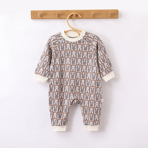 Autumn and Spring New Arrival Baby Unisex Animals Pattern Long Sleeves Crew Neck Rompers