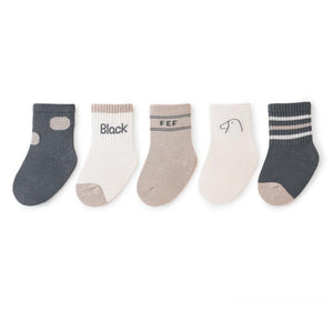 Baby Unisex Breathable Comfy Preppy Socks 5-Pair Set