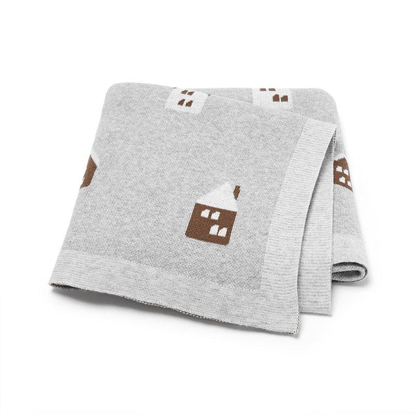 Hot Selling: Spring/Summer New Arrival Knitted Cute Little House Soft Baby Blanket, Perfect For Newborn Boys And Girls