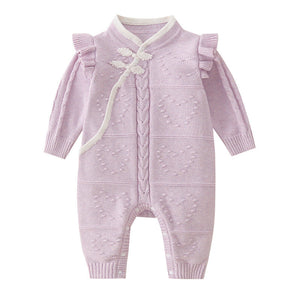 Chinese Style Knitted Rompers For Baby Girl