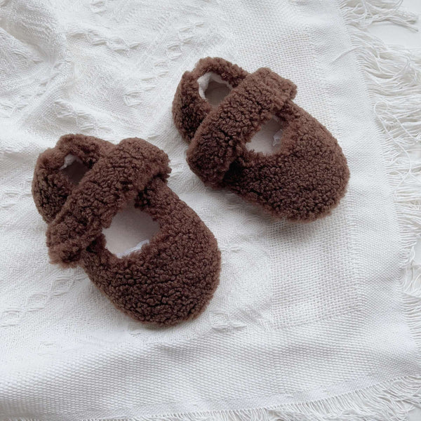 Infant Baby Solid Color Plush Warm Shoes In Winter