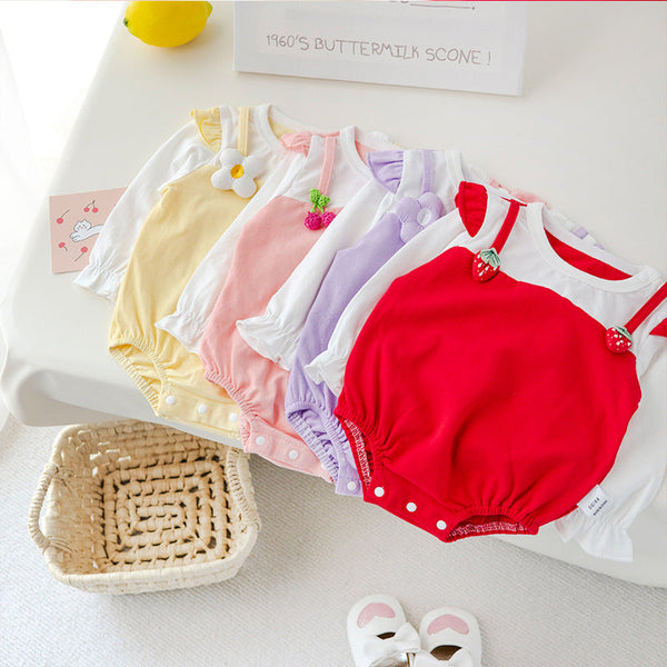 Baby Girl Fruit Patched Design Sweet Princess Bodysuit Onesies