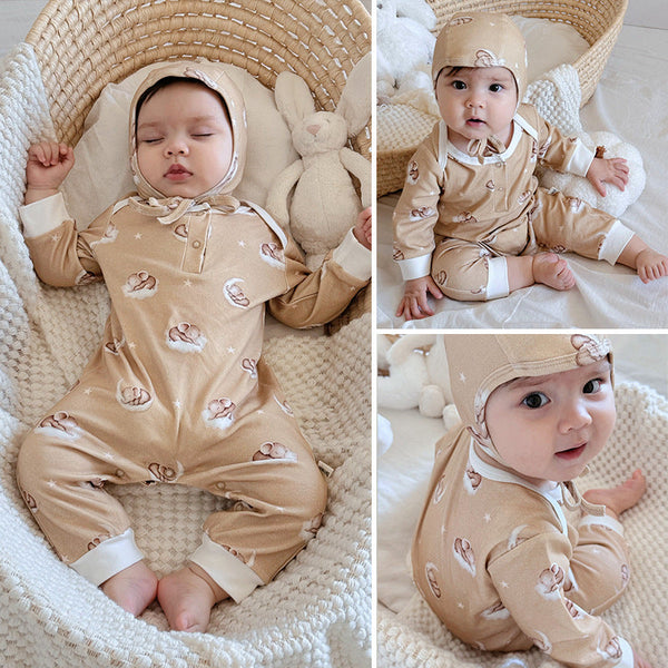 Autumn and Spring New Arrival Baby Unisex Simple Animals Pattern Long Sleeves Rompers