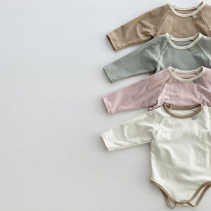 Baby Girl Solid Color Long Sleeves Soft Cotton Intimate Bodysuit