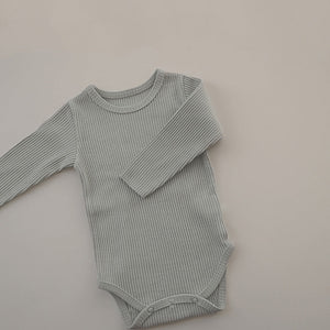 Baby Solid Color Pit Strip Fabric Long Sleeve Bodysuit