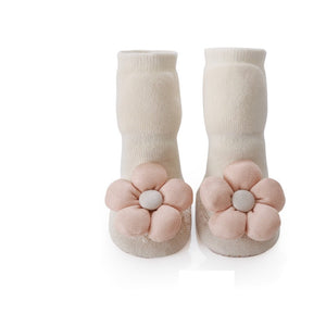 Baby Girl Big Flower Design Non-Slip Mid Tube Shoes