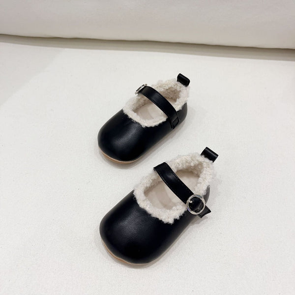 Ins Infant Baby Girl Solid Color Plush Warm Anti-Slip Shoes In Winter