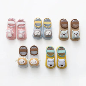 Baby 3D Cartoon Animal Patched Design Dispensing Non-Slip Lace-Up Socks Shoes