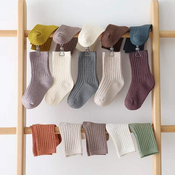 Baby Unisex 1Lot=5Pairs Solid Pit Bar Double-Needled Socks