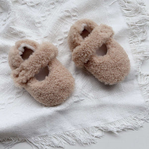 Infant Baby Solid Color Plush Warm Shoes In Winter