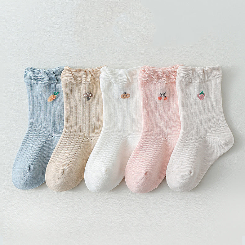 Baby Girls Frilled-Edges Breathable Mid-Calf Socks