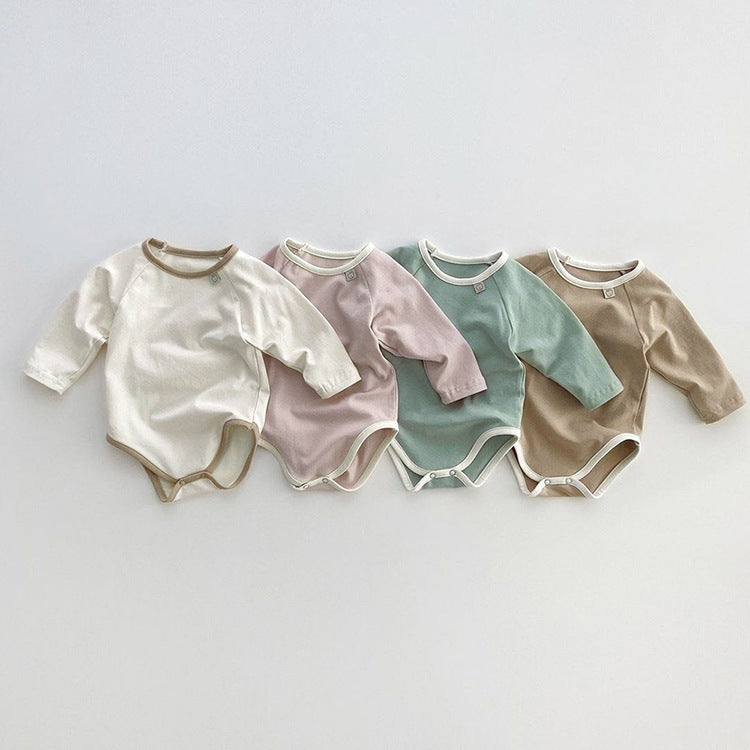 Baby Girl Solid Color Long Sleeves Soft Cotton Intimate Bodysuit