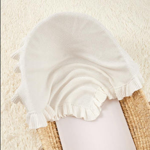 New Arrival Knitted Baby Blanket With Ruffle Trim Design: New Solid Color Pure Cotton Collection For All Seasons