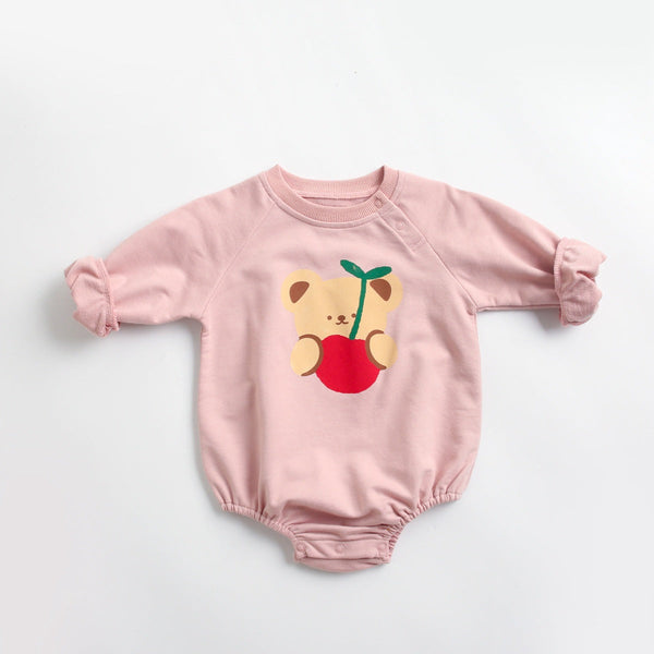 Newborn Baby Cartoon Graphic Shoulder Buckle Design Soft Onesies Bodysuit