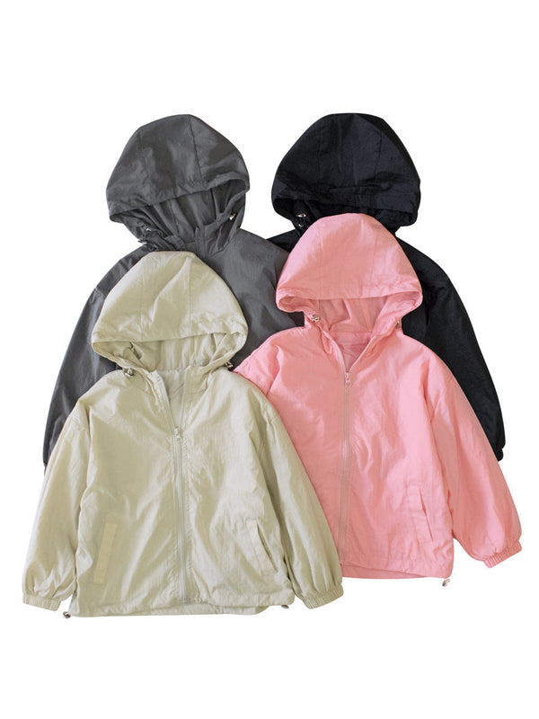 Arrival Kids Unisex Solid Color Hooded Zip-up Coat