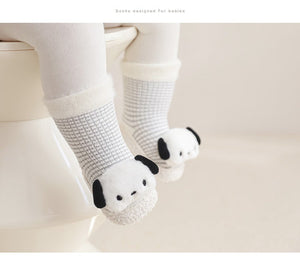 Thickened Winter Toddler Walking Socks, Mid-Calf Floor Shoe Socks, Cartoon Cute Baby Anti-slip Walking Shoes from