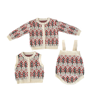 Autumn Flower Pattern Knitwears Cardigan & Onesies