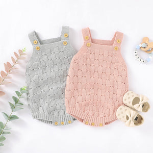 Baby Solid Color Crochet Knitted Pattern Sling Onesies Bodysuit