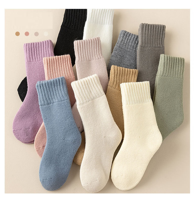 Winter/Autumn Candy-Colored Mid-Calf Socks in Combed Cotton for Warmth and Comfort