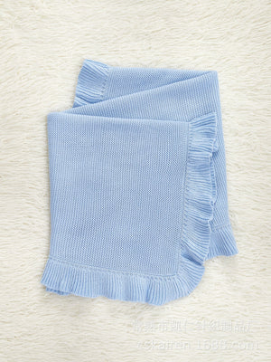 New Arrival Knitted Baby Blanket With Ruffle Trim Design: New Solid Color Pure Cotton Collection For All Seasons