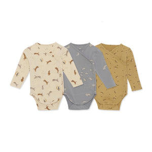 Baby Floral & Animals Graphic Envelope Collar Or Side Opening Design Bodysuit