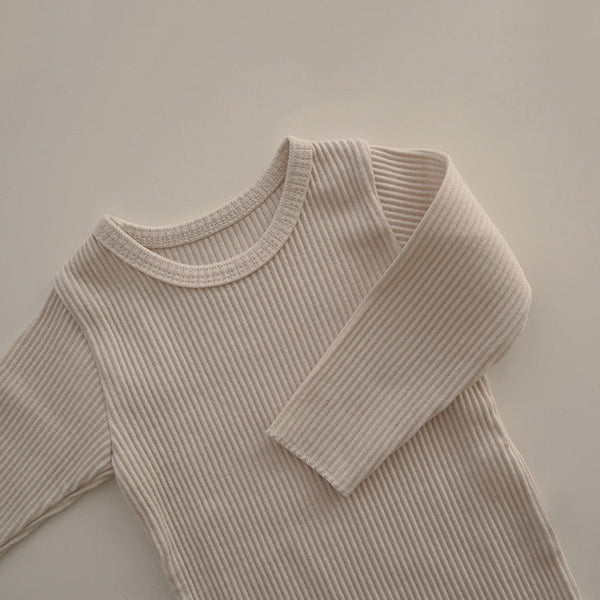 Baby Solid Color Pit Strip Fabric Long Sleeve Bodysuit