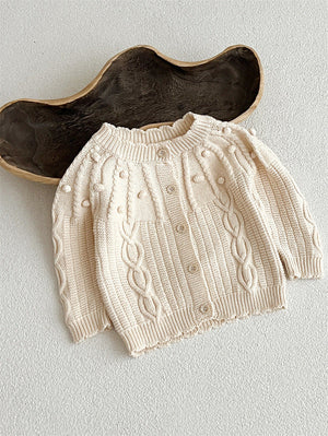 Arrival Baby Girl Hairball Design Long-Sleeved Cardigan