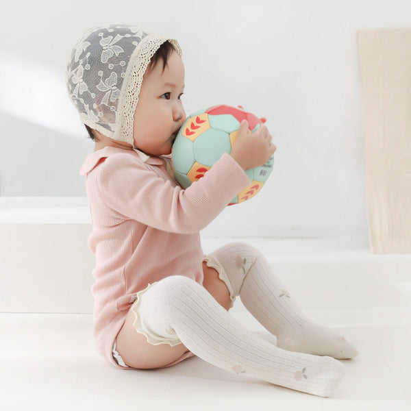 Baby Solid Color Wooden Ear Design Over Knee Socks In Autumn