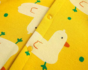 Baby 1pcs Cartoon Duck Print Button Front Rompers & Onesies With Triangle Hats