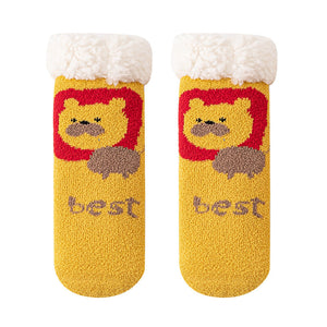 Baby Cartoon Pattern Thickened Lambswool Coral Fleece Socks