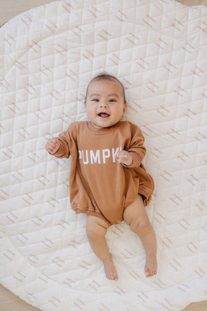 Pumpkin Sweatshirt Romper - Cream or Orange