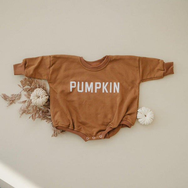 Pumpkin Sweatshirt Romper - Cream or Orange