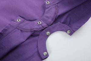 Purple and Gingham Mardi Gras Smocked Shortalls