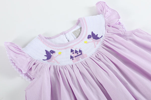 Purple Fairy Castle Smocked Bishop Dress