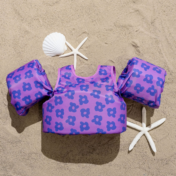 dripfloats Flower Power Purple Kids Float toddler swim vest