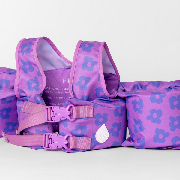 dripfloats Flower Power Purple Kids Float toddler swim vest