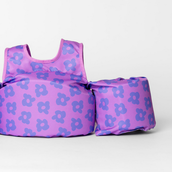 dripfloats Flower Power Purple Kids Float toddler swim vest
