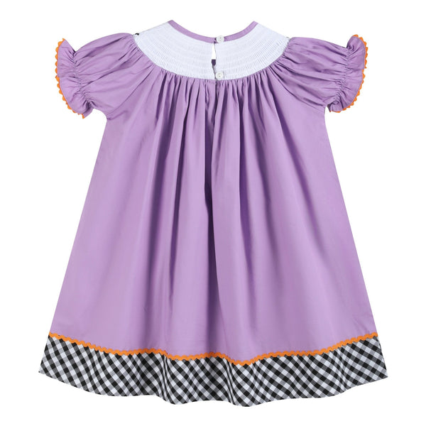 Purple Halloween Smocked Bishop Dress