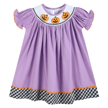 Purple Halloween Smocked Bishop Dress