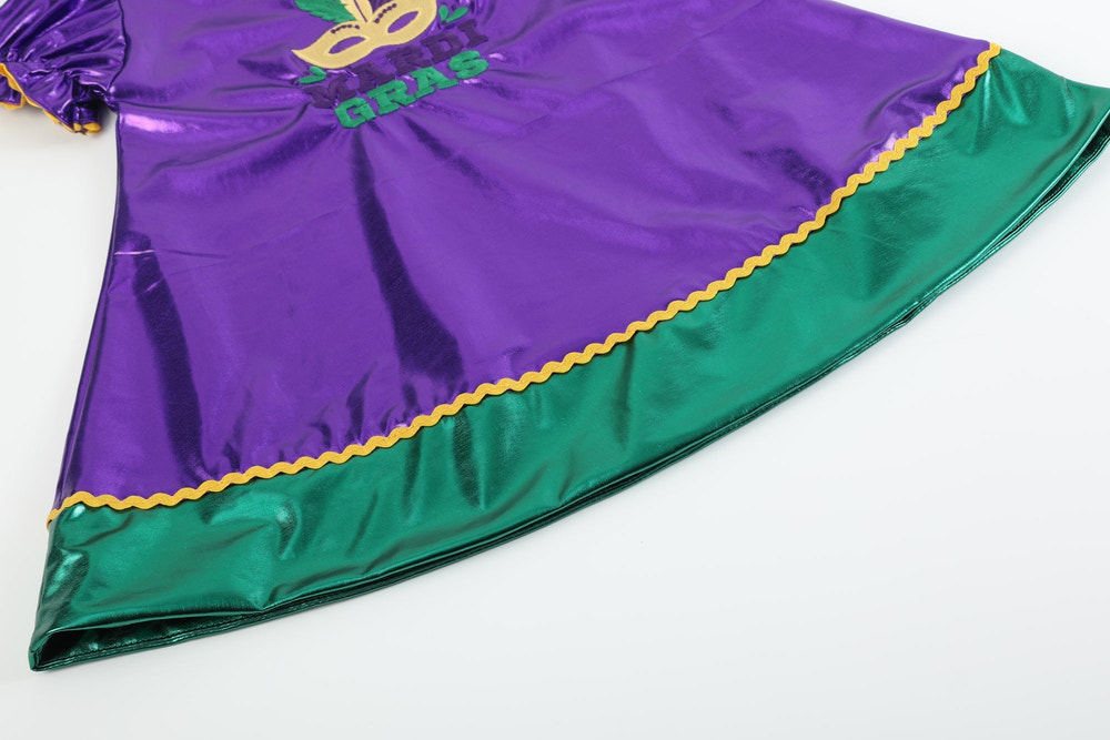 Purple Mardi Gras Applique Bishop Dress - MOOGCO Baby