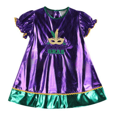 Purple Mardi Gras Applique Bishop Dress - MOOGCO Baby