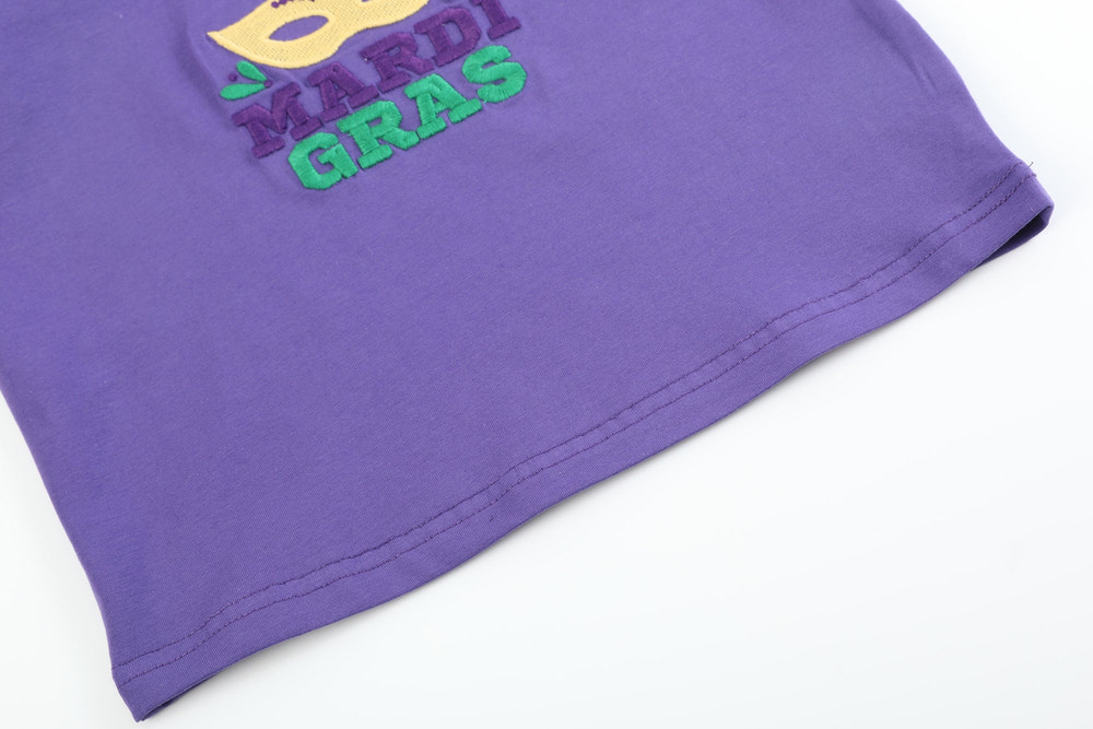 Purple Mardi Gras Applique Ruffle Shirt - MOOGCO Baby