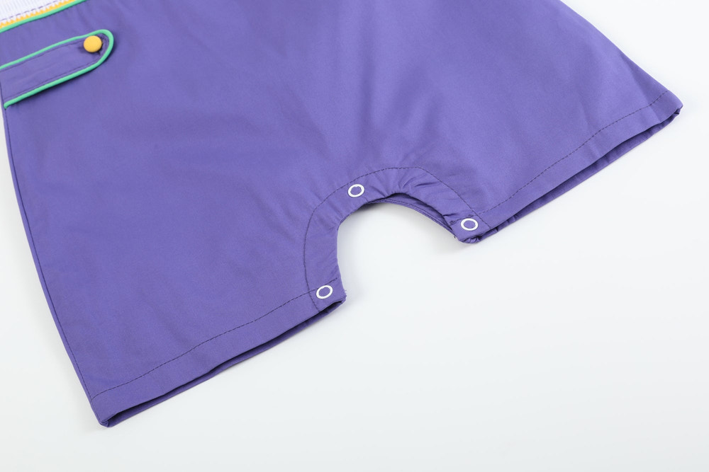 Purple Mardi Gras Smocked JonJons - MOOGCO Baby